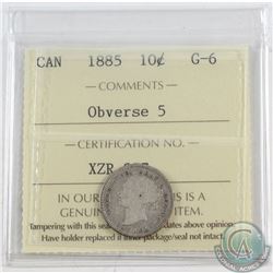 10-cent 1885 Obverse 5 ICCS Certified G-6