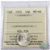 Image 1 : 10-cent 1932 ICCS Certified MS-66  *TOP GRADE 1of 5 Known* A Premium coin with Exceptional eye appea