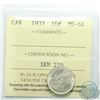 Image 1 : 10-cent 1933 ICCS Certified MS-64. Nice clean coin with mint lustre.