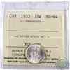 Image 1 : 10-cent 1933 ICCS Certified MS-64.