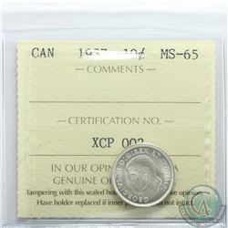 10-cent 1937 ICCS Certified MS-65