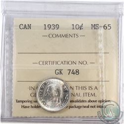 10-cent 1939 ICCS Certified MS-65