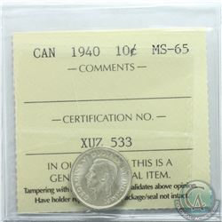 10-cent 1940 ICCS Certified MS-65