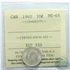 Image 1 : 10-cent 1940 ICCS Certified MS-65