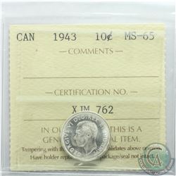 10-cent 1943 ICCS Certified MS-65