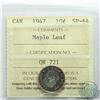 Image 1 : 10-cent 1947 Maple Leaf ICCS Certified SP-64. Coin features attractive deep rose gold bullseye tonin