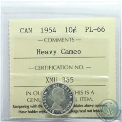 10-cent 1954 ICCS Certified PL-66 Heavy Cameo