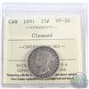 Image 1 : 25-cent 1891 ICCS Certified VF-20 'cleaned'