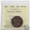 Image 1 : 25-cent 1908 ICCS Certified MS-65  "Victoria North Collection"