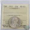 Image 1 : 25-cent 1911 ICCS Certified MS-63. Soft Glowing Luster