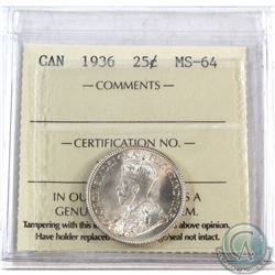 25-cent 1936 ICCS Certified MS-64