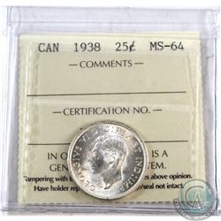 25-cent 1938 ICCS Certified MS-64