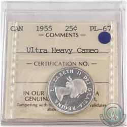 25-cent 1955 ICCS Certified PL-67 Ultra Heavy Cameo  *Tied for the Highest Grade by ICCS *