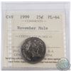 Image 1 : 25-cent 1999 November Mule ICCS Certified PL-64.