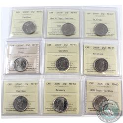 25-cent 2003-2006 ICCS Certified MS-65. Included are 2003P, 2003P New Effigy, 2004P St. Croix, 2004P