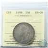 Image 1 : 50-cent 1898 ICCS Certified VF-30. Nice rainbow toning around rim of obverse.
