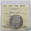 Image 1 : 50-cent 1947 Maple Leaf ICCS Certified MS-60.
