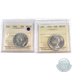 50-cent 1952 & 1955 Both ICCS Certified MS-65  2pcs.