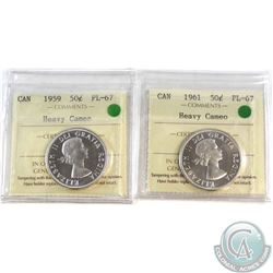 50-cent 1959 & 1961 Both ICCS Certified PL-67 Heavy Cameo  2pcs.