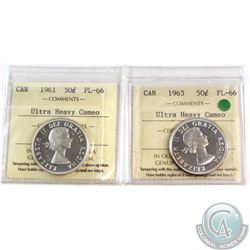 50-cent 1961 & 1963 Both ICCS Certified PL-66 Ultra Heavy Cameo  2pcs.