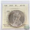 Image 1 : Silver $1 1935 'JOP' Type 2 ICCS Certified AU-50. A Nice example of a scarce variety. Coin contains 