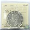 Image 1 : Silver $1 1945 5/5; Double HP ICCS Certified MS-60. Scarce key date coin with both varieties