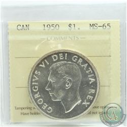 Silver $1 1950 ICCS Certified MS-65