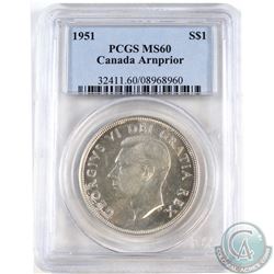 Silver $1 1951 Arnprior PCGS Certified MS-60.