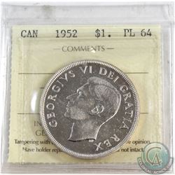 Silver $1 1952 NWL ICCS Certified PL-64.