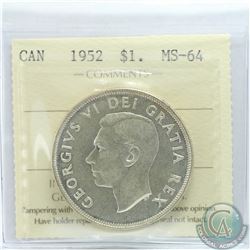 Silver $1 1952 SWL ICCS Certified MS-64