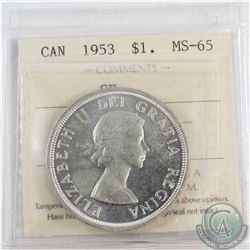 Silver $1 1953 SF ICCS Certified MS-65