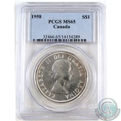 Silver $1 1958 PCGS Certified MS-65.