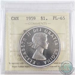 Silver $1 1959 ICCS Certified PL-65 Heavy Cameo