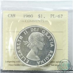 Silver $1 1960 ICCS Certified PL-67 Cameo. Tied for highest grade with POP = 6.