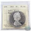 Image 1 : Silver $1 1965 SmBds Blt 5 ICCS Certified PL-66 Heavy Cameo