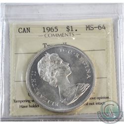 Silver $1 1965 Type V ICCS Certified MS-64.