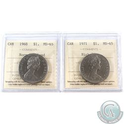 Nickel $1 1968 Normal Island & 1971 ICCS Certified MS-65. 2pcs