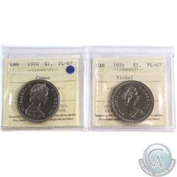 Nickel $1 1970 Cameo, & 1976 Both ICCS Certified PL-67  2pcs.