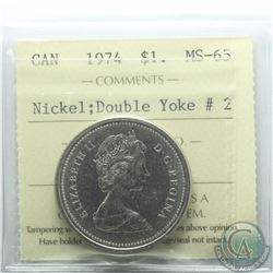 Nickel $1 1974 Double Yoke #2 ICCS Certified MS-65