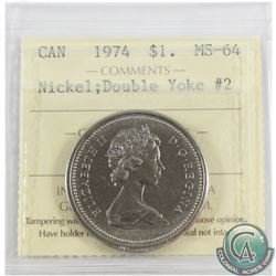 Nickel $1 1974 Double Yolk #2 ICCS Certified MS-64