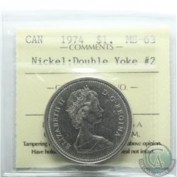 Nickel $1 1974 Double Yolk #2 ICCS Certified MS-63