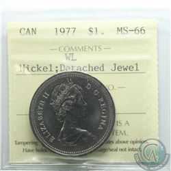 Nickel $1 1977 WL Detatched Jewel ICCS Certified MS-66