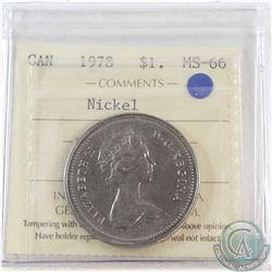 Nickel $1 1978 ICCS Certified MS-66  TOP GRADE BY ICCS  LOW POP