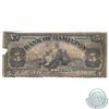 Image 2 : 345-20-02 1909 Bank of Hamilton $5, S/N: 001858. Note is VG condition with some damage.