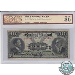 505-54-08 1914 Bank of Montreal $10, Taylor-Meredith, S/N: 2675566/A, BCS VF-35