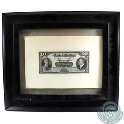 505-62-02P 1938 The Bank of Montreal $10 Face Proof Note Mounted on Cardboard in Nice Black Frame.