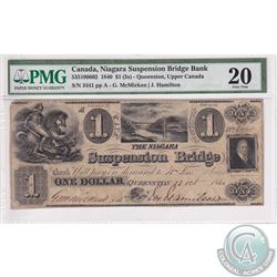 535-10-06-02 1840 Niagara Suspension Bridge Bank $1. McMicken-Hamilton, S/N: 3441. PMG VF-20.  (Prev