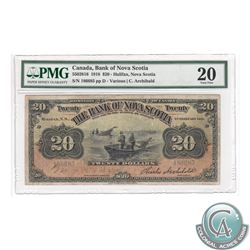 550-28-16 1918 Bank of Nova Scotia $20, Various-Archibald, S/N: 186685/D, PMG VF-20. Well centered w