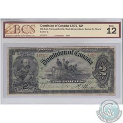 DC-14c 1897 Dominion of Canada $2, Various-Bouville, Dark Brown Back, Series G, S/N: 479972/C. BCS C