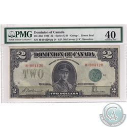 DC-26d 1923 Dominion of Canada $2, Green Seal, Group 1, Series G-H. McCavour-Saunders, S/N: 004120/D